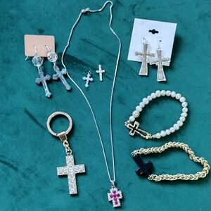 2/$30 Cross Theme Jewelry Set: Necklace, Earrings, and Bracelets